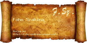 Fohn Szabina névjegykártya
